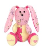 krolik pluszak z ubranek dzieciecych szyty na zamowienie z dlugimi uszami